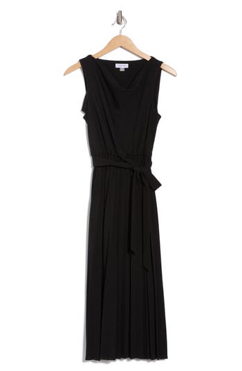 Calvin Klein Cowl Neck Sleeveless Pleated A-line Dress
