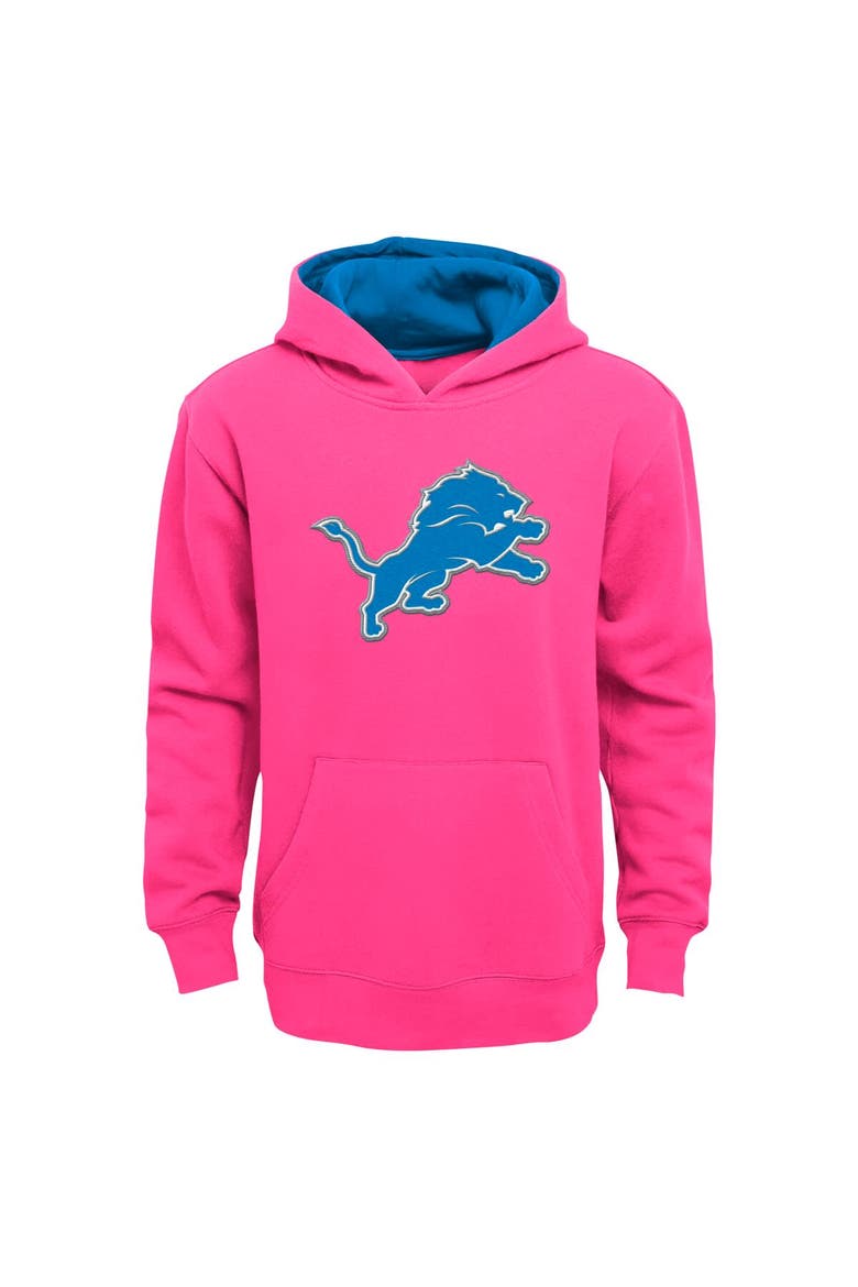Girls Youth Pink Detroit Lions Prime Pullover Hoodie, Main, color, Pink