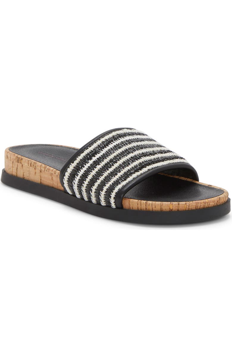 Lucky Brand Dylina Slide Sandal, Main, color, Black Multi Raffia