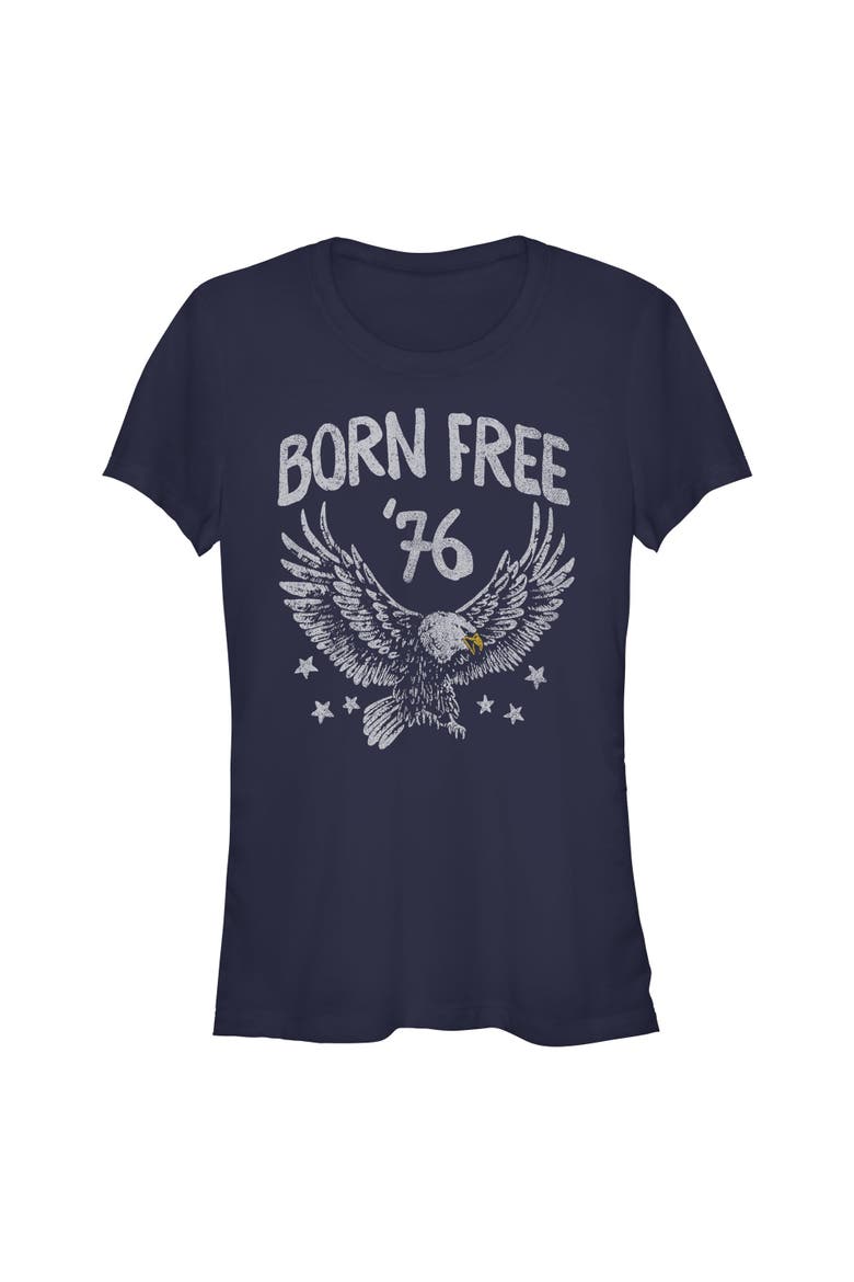 Juniors Lost Gods Born Free Eagle T Shirt, Main, color, Navy Blue