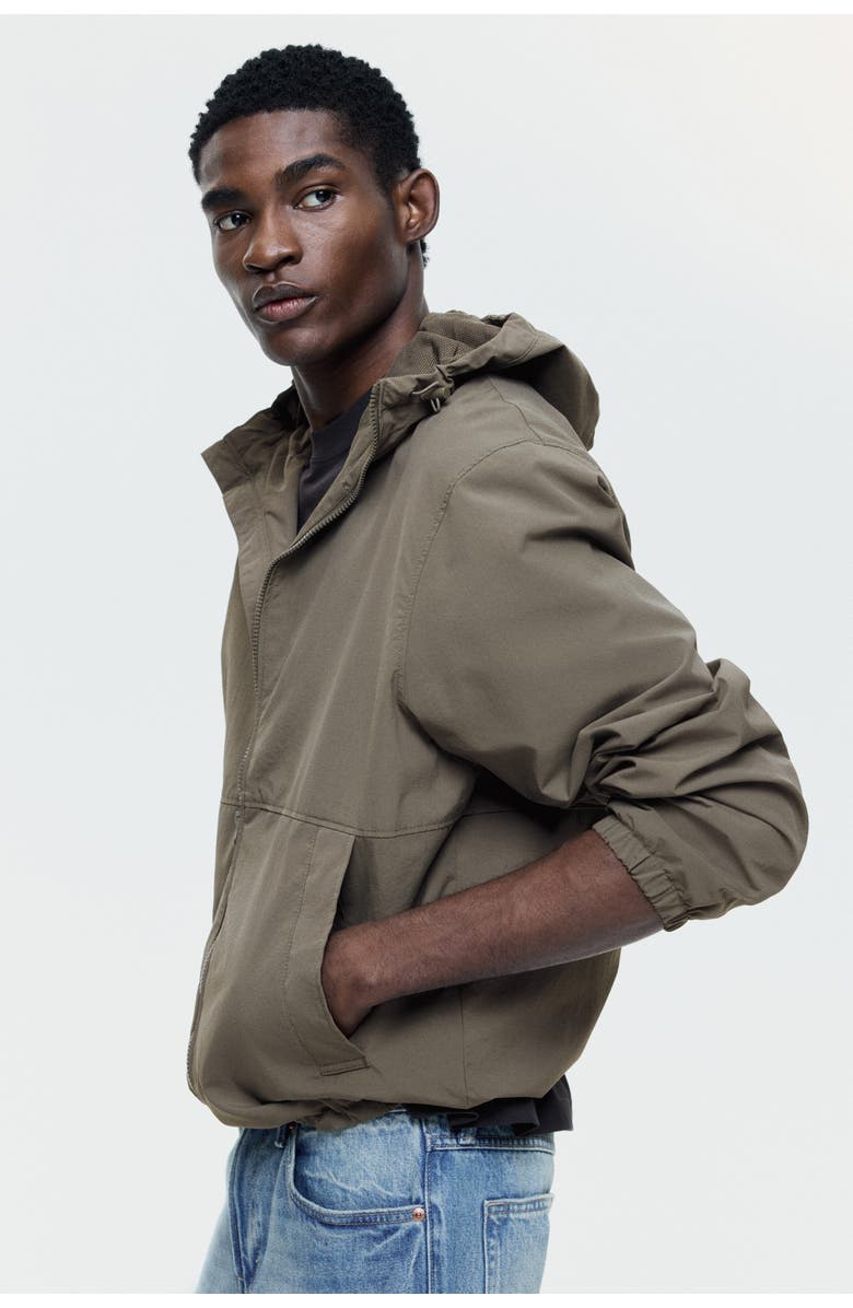 H&M Water-repellent Nylon Windbreaker, Alternate, color, Dark Taupe