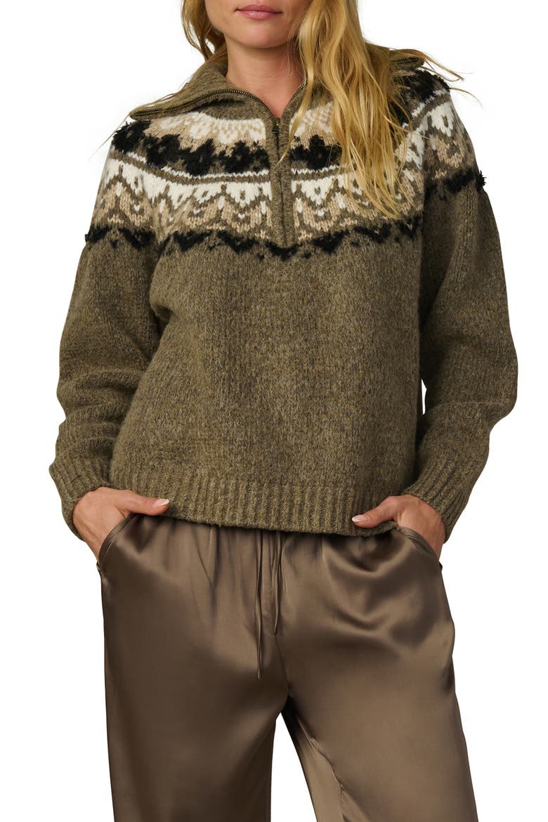 The Wells Fair Isle Wool Blend Half Zip Sweater, Alternate, color, OLIVE MULTI FAIR I