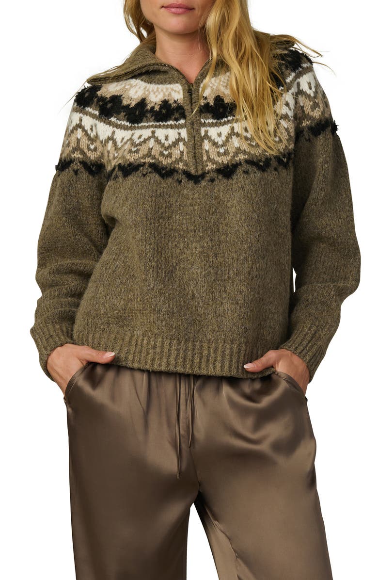 Joe's Jeans The Wells Fair Isle Wool Blend Half Zip Sweater, Alternate, color, Olive Multi Fair I