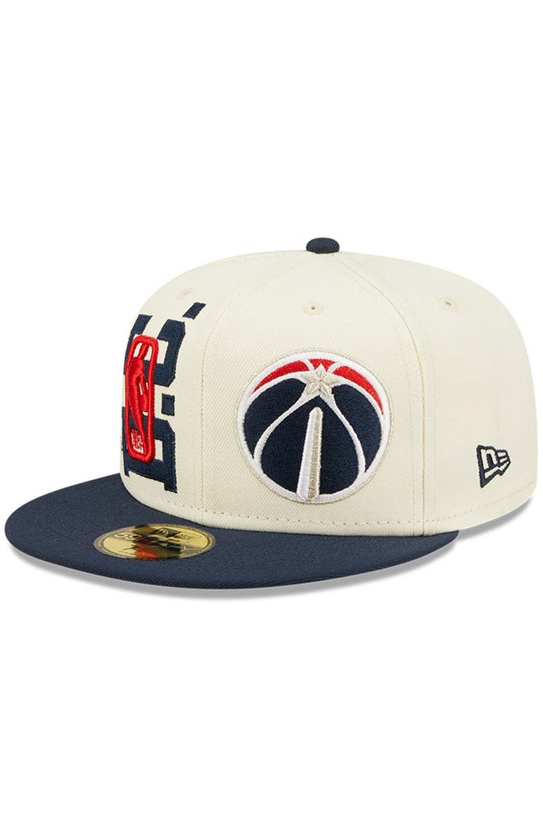 New Era Men's New Era Cream/Navy Washington Wizards 2022 NBA Draft 59FIFTY Fitted Hat, Main, color,