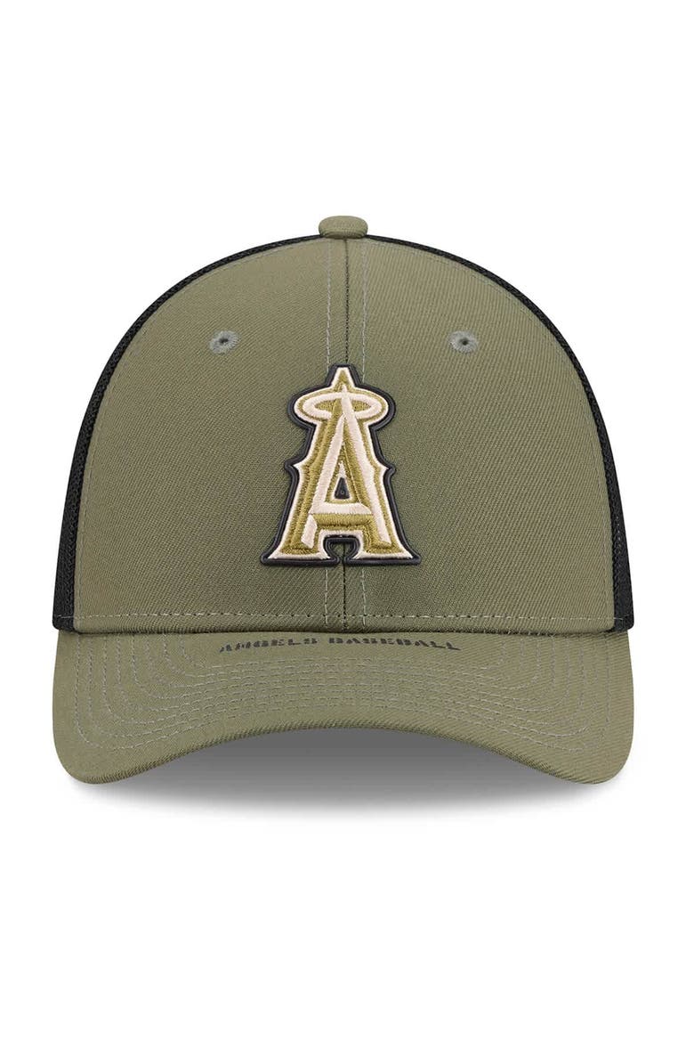 Men's New Era  Olive Los Angeles Angels 2026 Armed Forces Day 39THIRTY M-Crown Flex Hat, Alternate, color, Olive