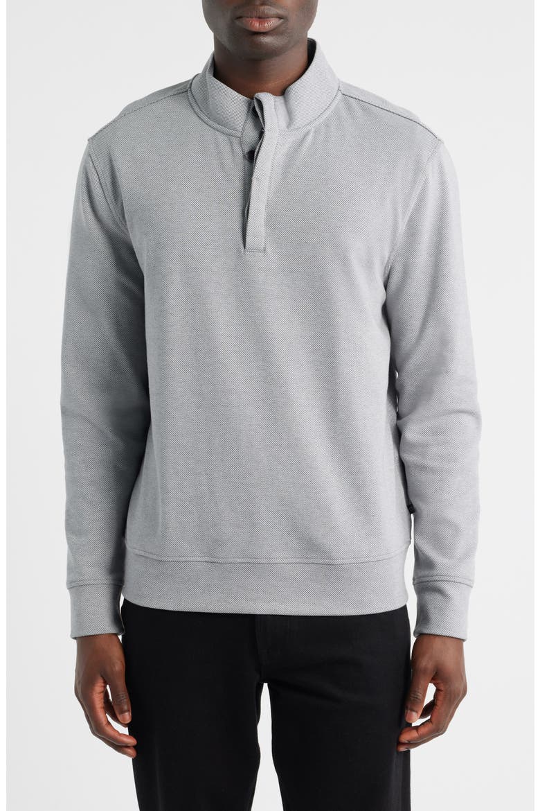 Clarence Textured Quarter Button Pullover, Main, color, SILVER