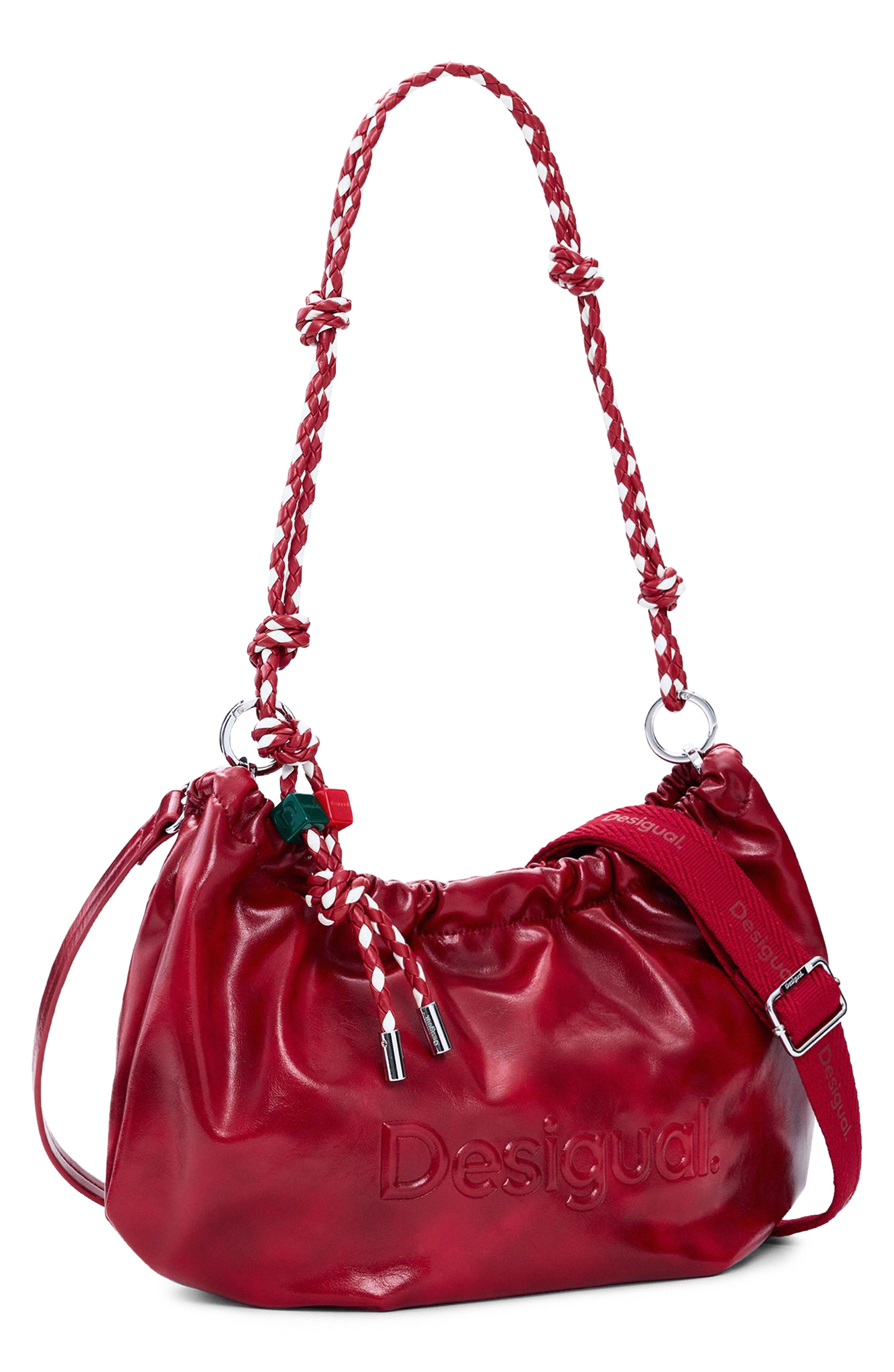 Desigual Medium Logo Embossed Shoulder Bag with Removable Charms & Card Holder, Alternate, color, 