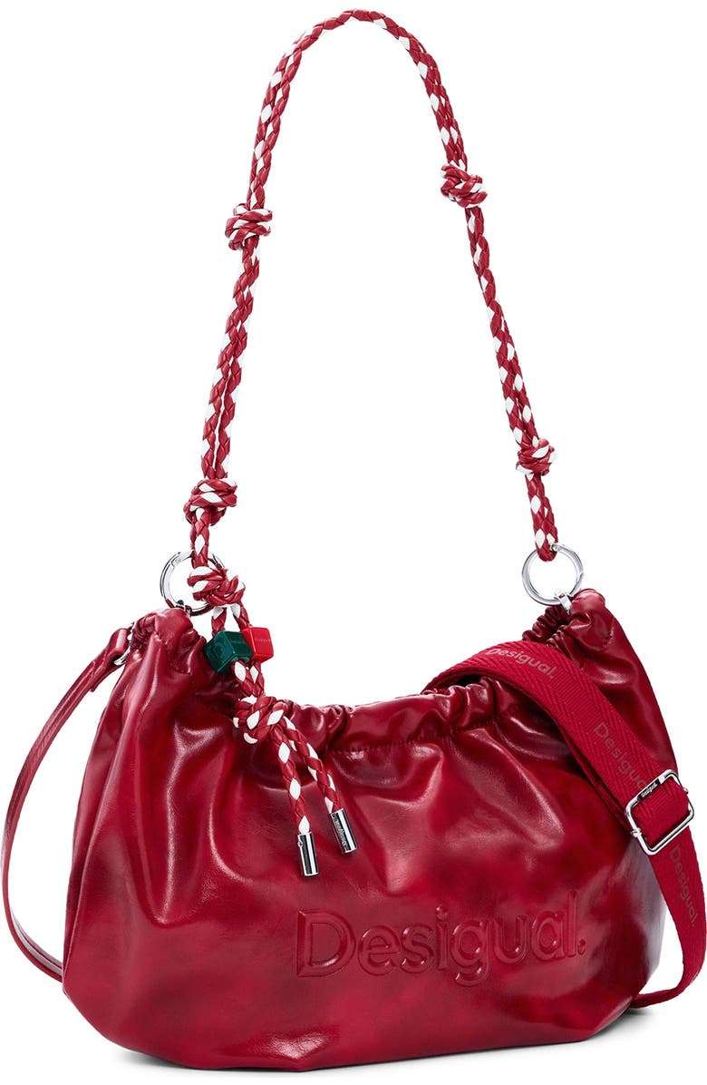 Desigual Medium Logo Embossed Shoulder Bag with Removable Charms & Card Holder, Alternate, color,