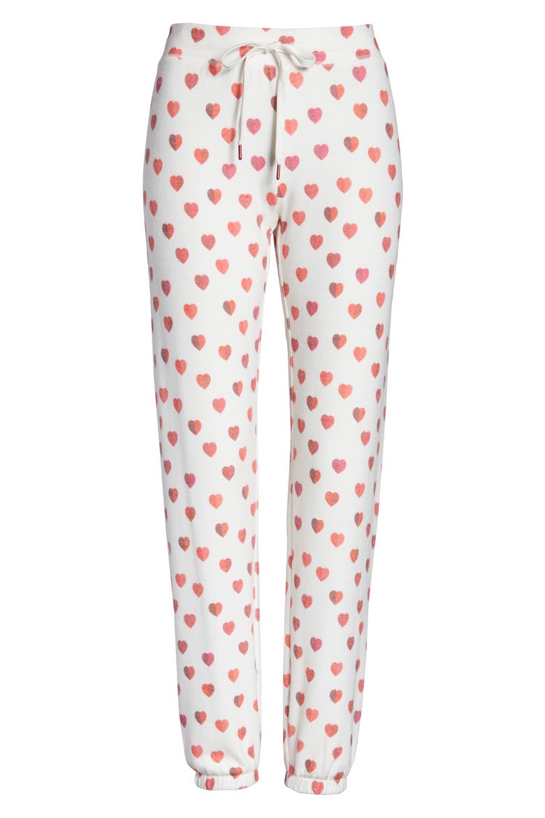 Heart Print Jogger Pajama Pants, Alternate, color, IVORY