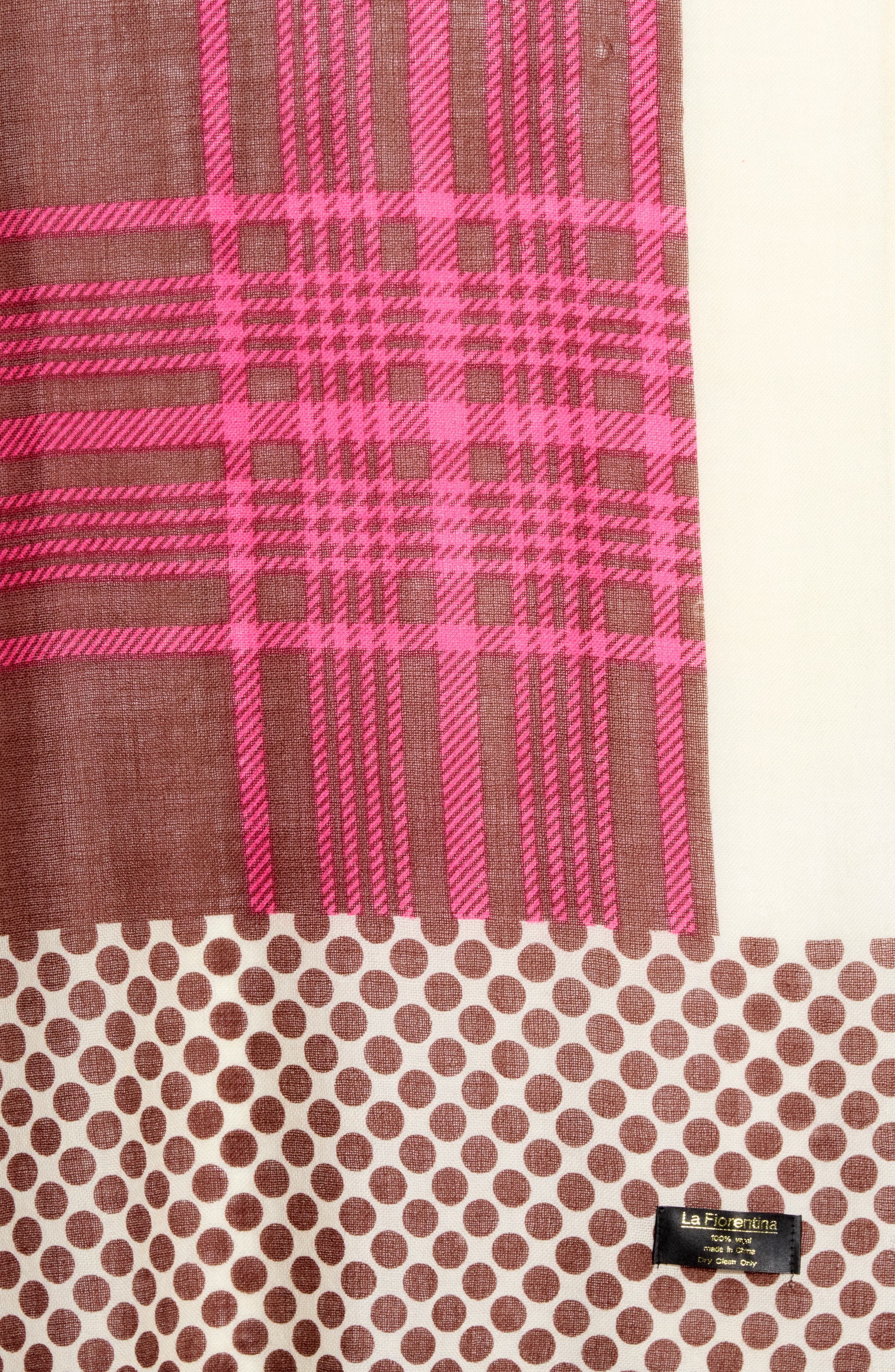 Plaid & Polka Dot Wool Shawl
