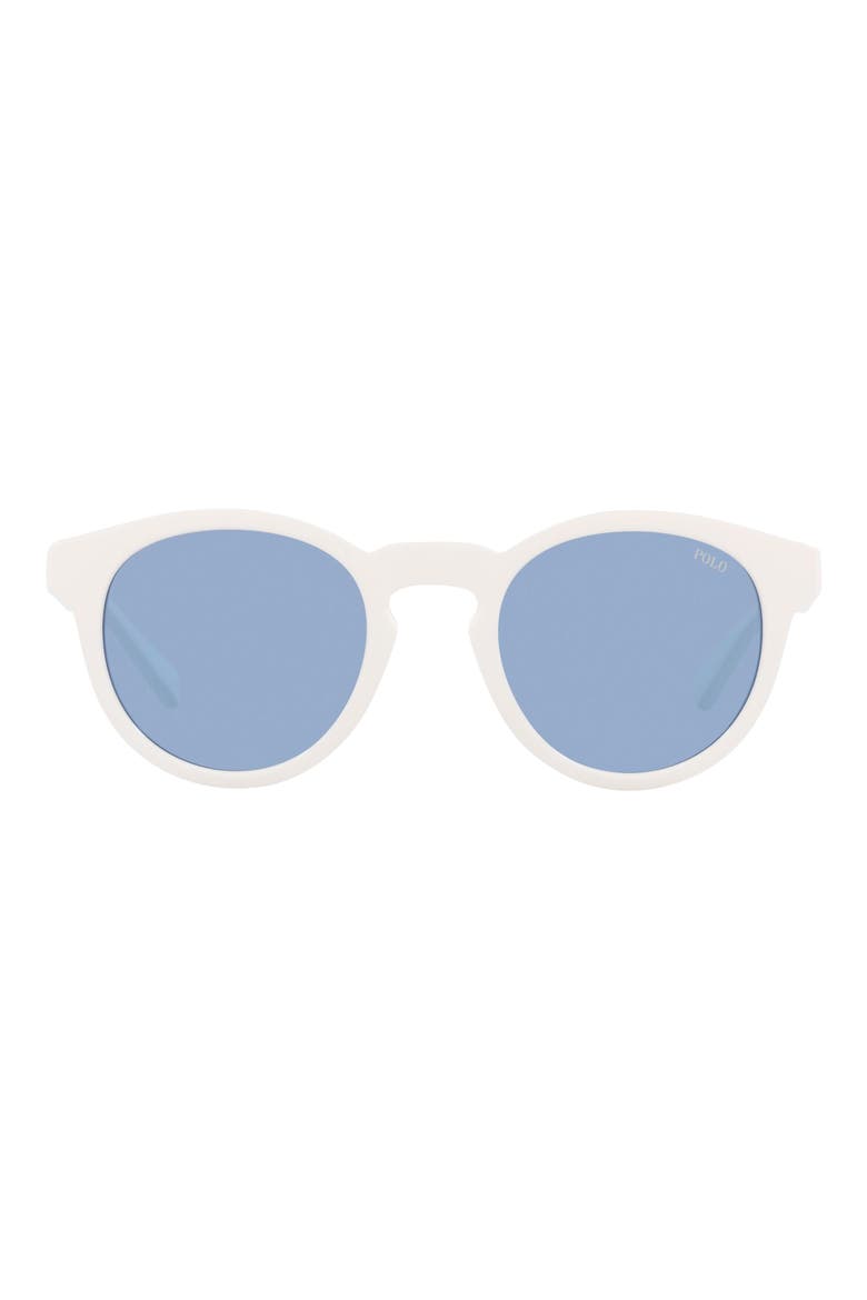 49mm Round Sunglasses, Main, color, WHITE