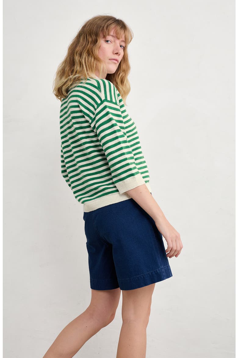 Gwnynver Stripe Cotton & Linen Sweater, Alternate, color, KNIT MINI CORNISH ISLAND ECRU