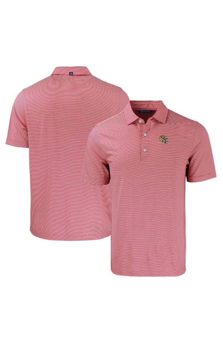 Cutter & Buck Men's Cutter & Buck Scarlet/White San Francisco 49ers Helmet Forge Eco Double Stripe Stretch Recycled Polo, Main, color,