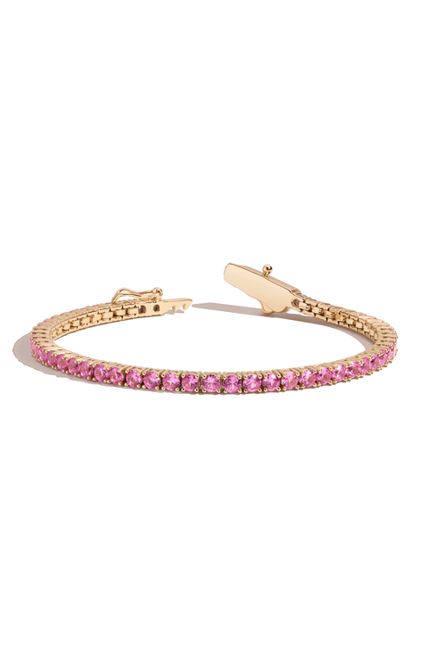 Lab Grown Pink Sapphire Tennis Bracelet
