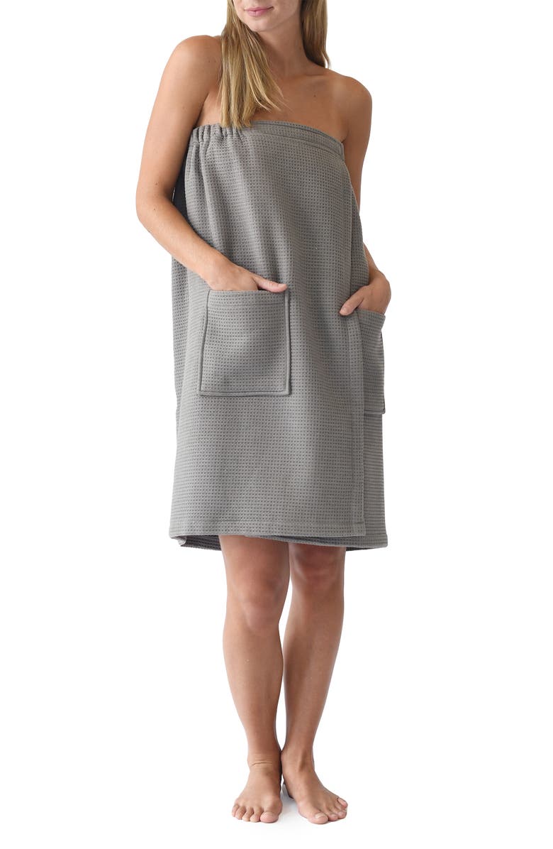 Cozy Earth Waffle Terry Wrap, Main, color, Charcoal