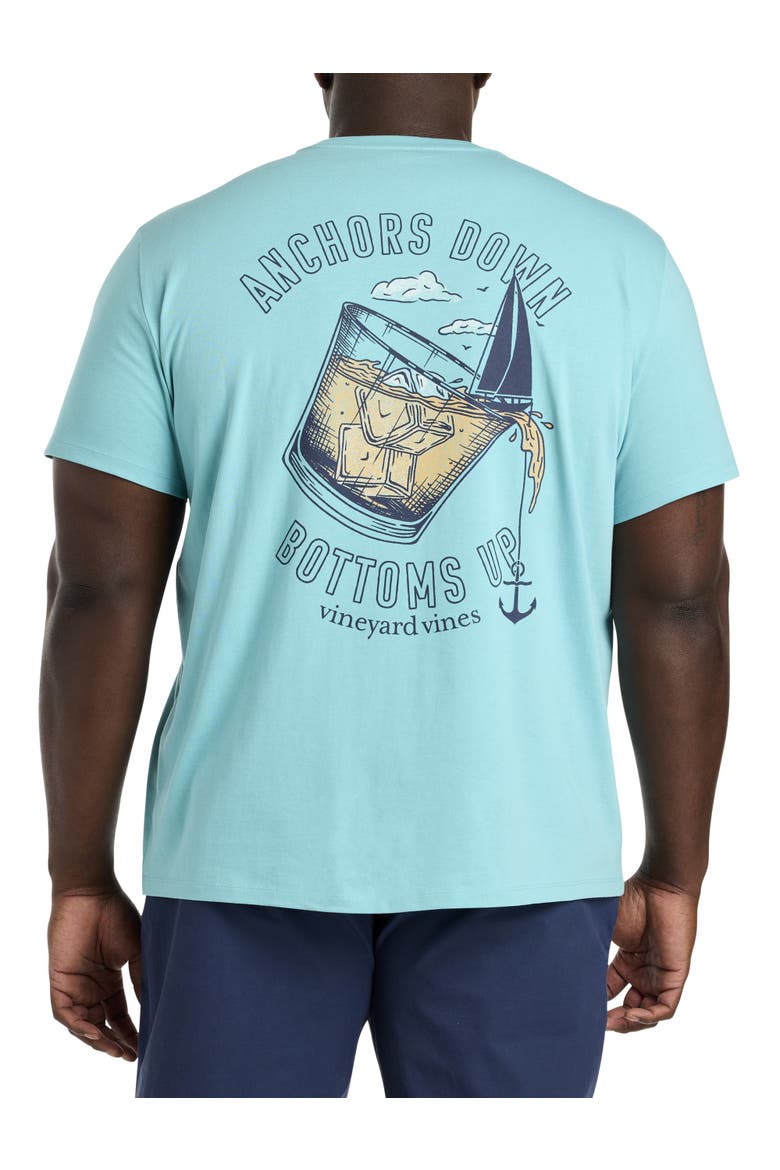 Big & Tall Anchors Down Bottoms Up Graphic Tee, Alternate, color, AQUA OCEAN