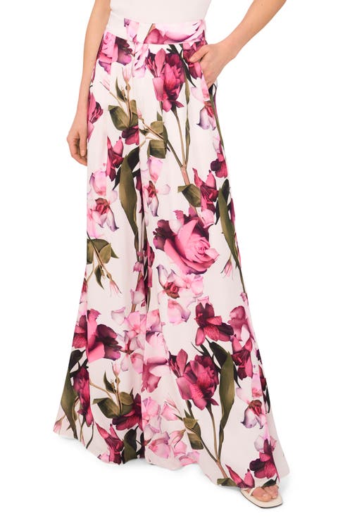 Floral Flowy Satin Pants