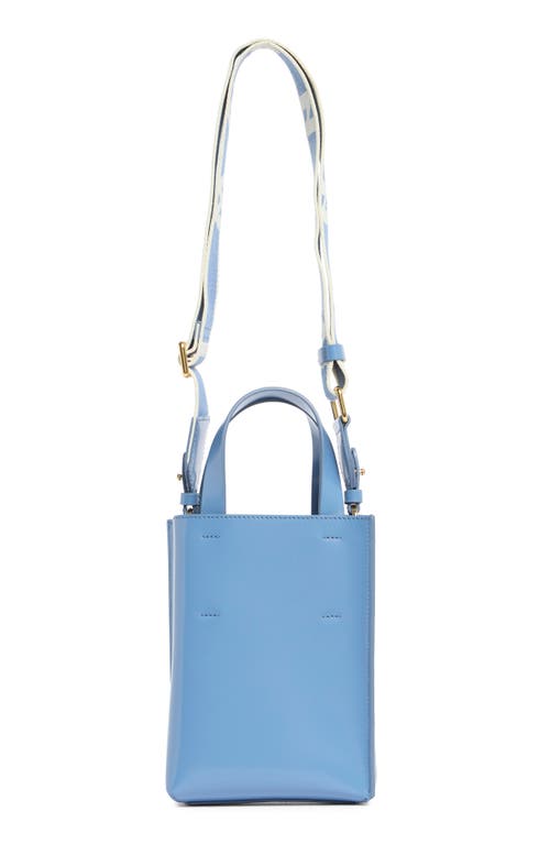 Marni Mini Museo Leather Tote In Turquoise