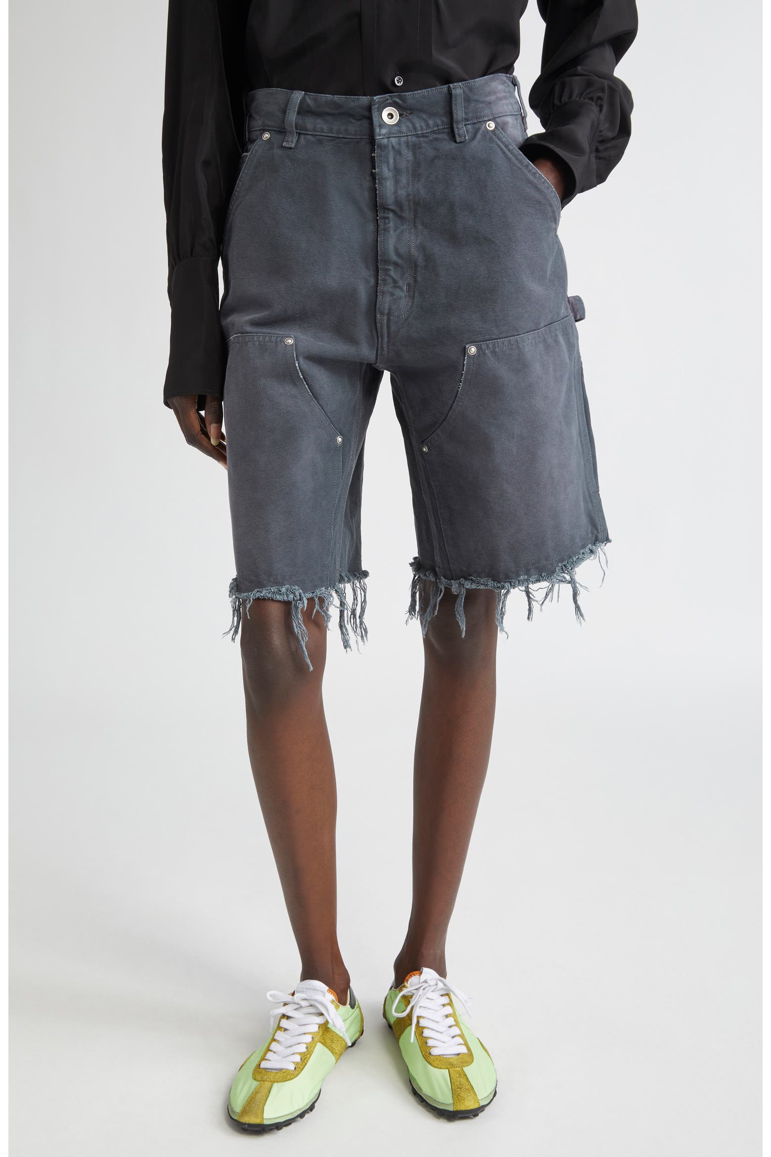 Capenter Shortz Maison Margiela Studded Denim Cutoff Carpenter Shorts (Women) | Nordstrom