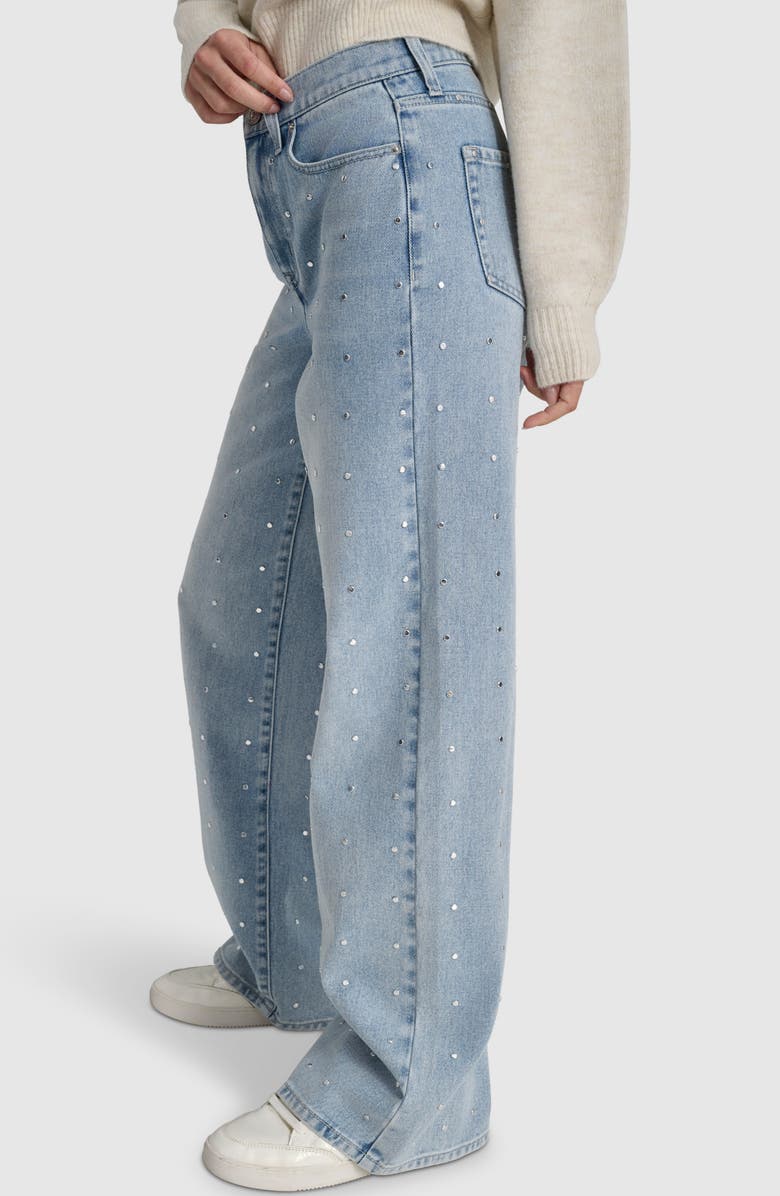 DKNY Jeans Studded High Waist Wide Leg Jeans, Alternate, color, 