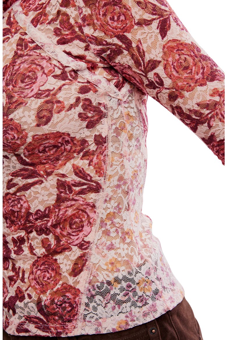Lyric Floral Lace Top, Alternate, color, PINK COMBO