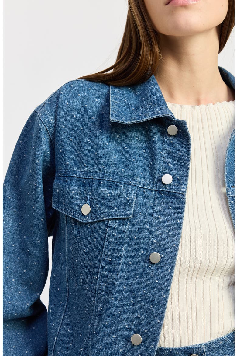 Heidi Studded Denim Jacket, Alternate, color, MEDIUM WASH DENIM