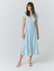 Ghost London Lillie Lace Trim Satin Dress