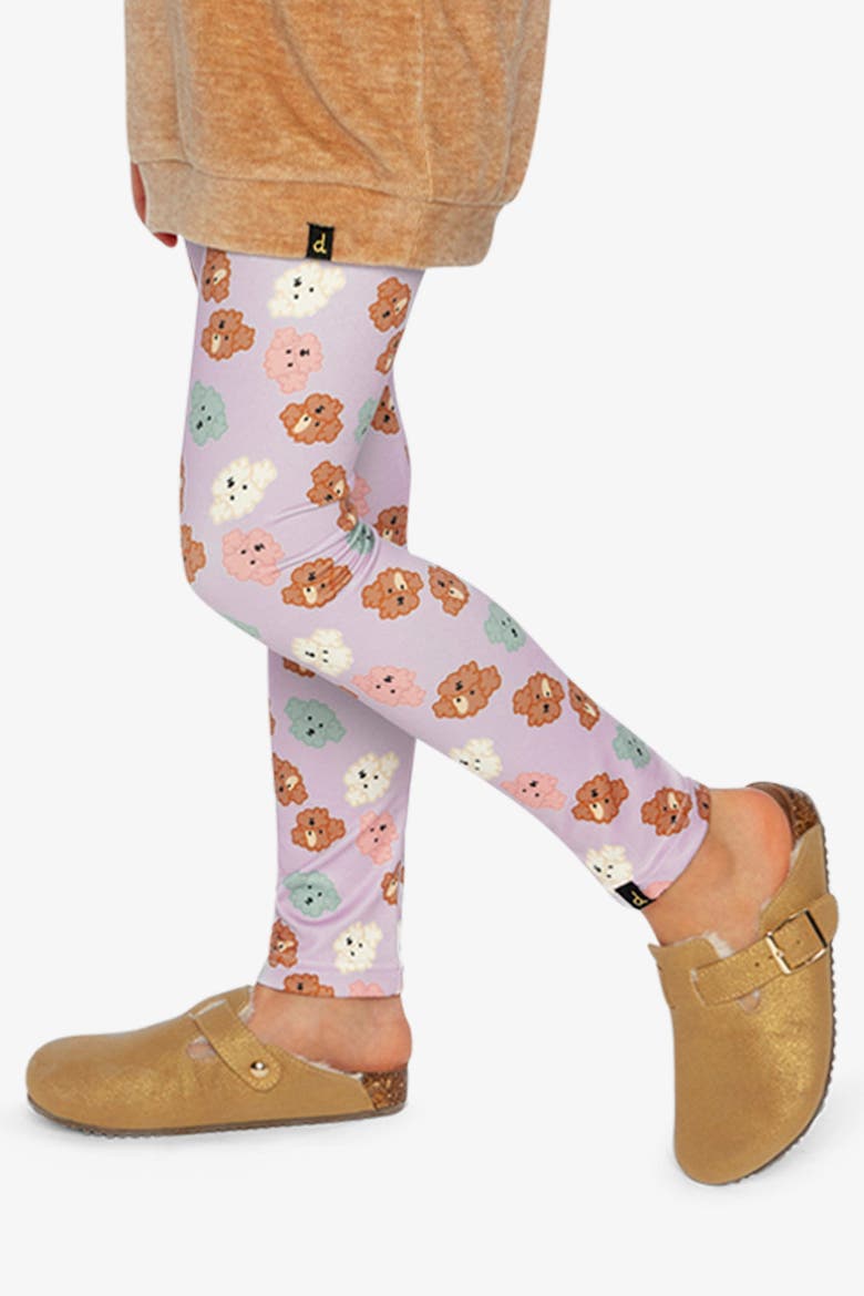 Organic Cotton Poodle Back Pocket Elastic Waist Leggings, Alternate, color, Purple Poodle Print