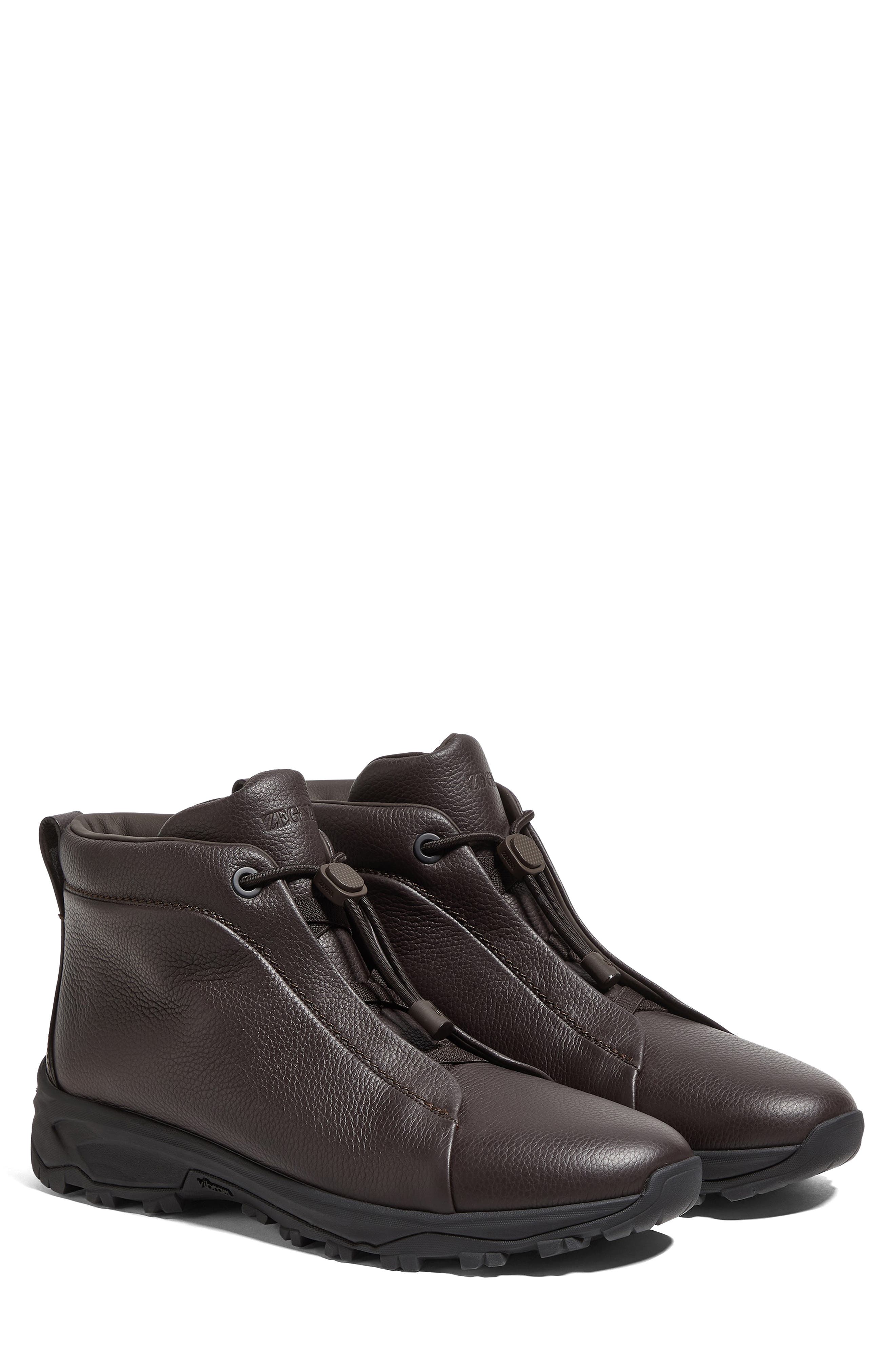 ZEGNA Triple Stitch<sup>™</sup> Vetta High Top Sneaker, Main, color, Dark Brown