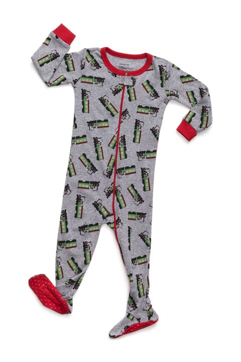 Grey Train Footed Sleeper Pajama