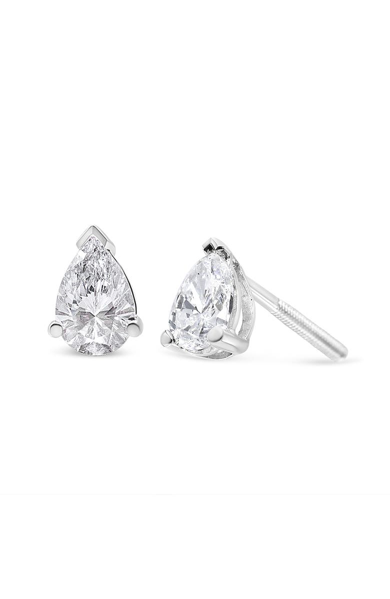 Haus of Brilliance 14K White Gold 1.0 Ct Pear Shape Solitaire Lab Grown Diamond Stud Earrings, Main, color, White