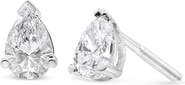 Haus of Brilliance 14K White Gold 1.0 Ct Pear Shape Solitaire Lab Grown Diamond Stud Earrings