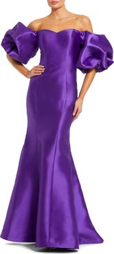 Mac Duggal Sweetheart Off The Shoulder Puff Sleeve Gown