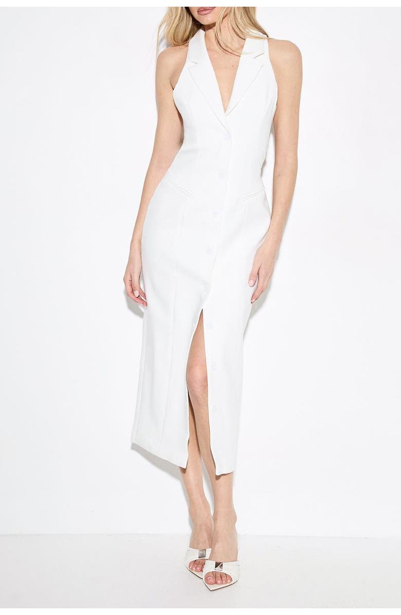 MissPap Premium Open Back Waistcoat Midi Dress, Alternate, color, Ivory