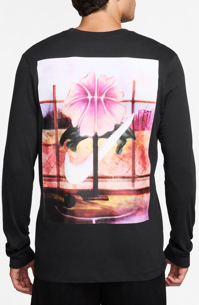Nike Abstract Paint Long Sleeve Graphic T-Shirt, Alternate, color, Black