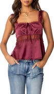 EDIKTED Loryn Lace Satin Top