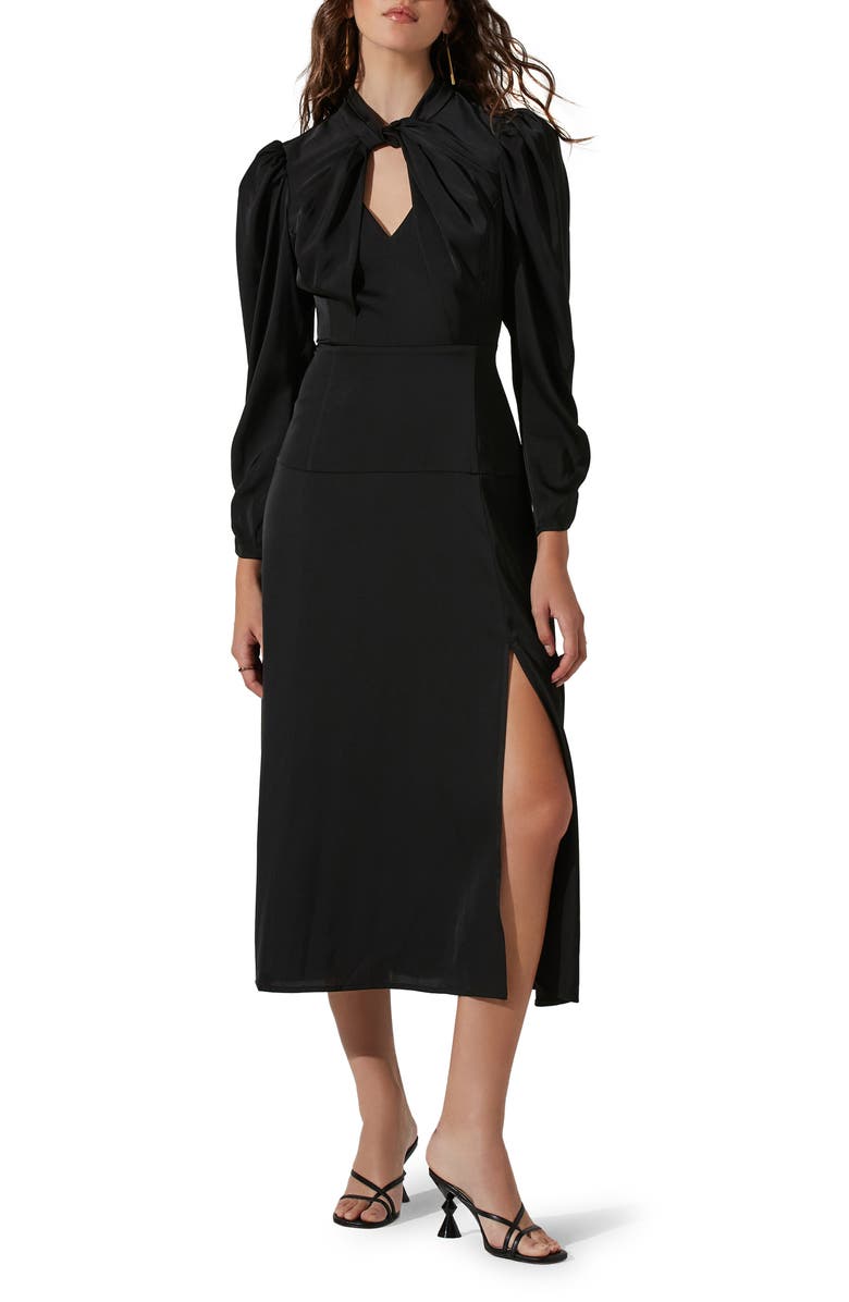 ASTR the Label Twist Mock Neck Long Sleeve Dress, Main, color, 