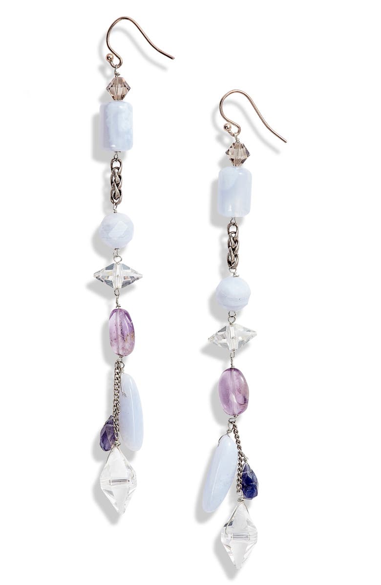 Cynthia Desser Blue Lace Agate Linear Earrings, Main, color, 