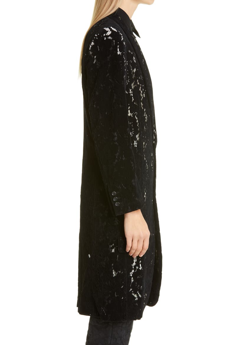 Flocked Lace Coat, Alternate, color, BLACK