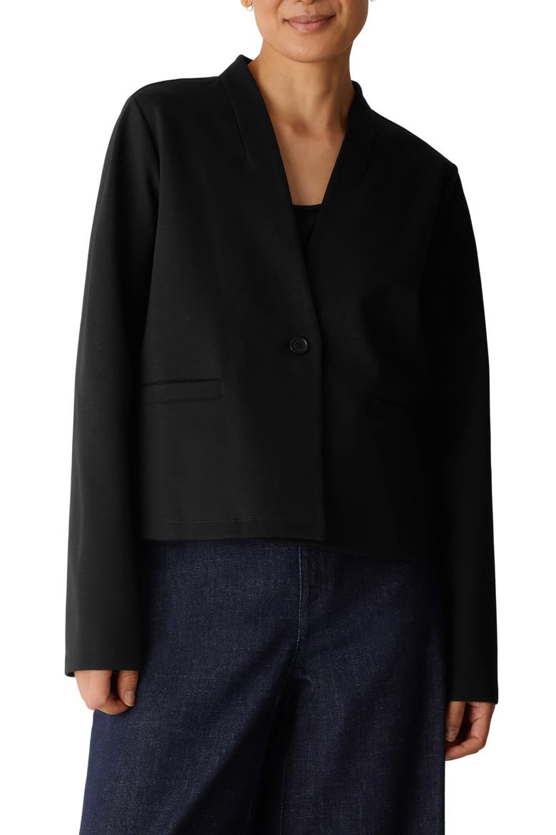 High Collar Cropped Jacket, Main, color, BLACK