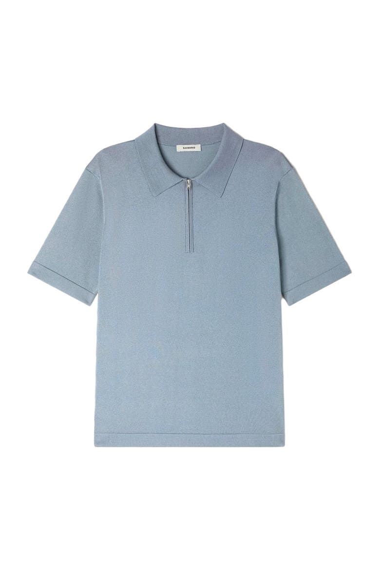 Knitted polo with zip collar, Alternate, color, Grey / blu