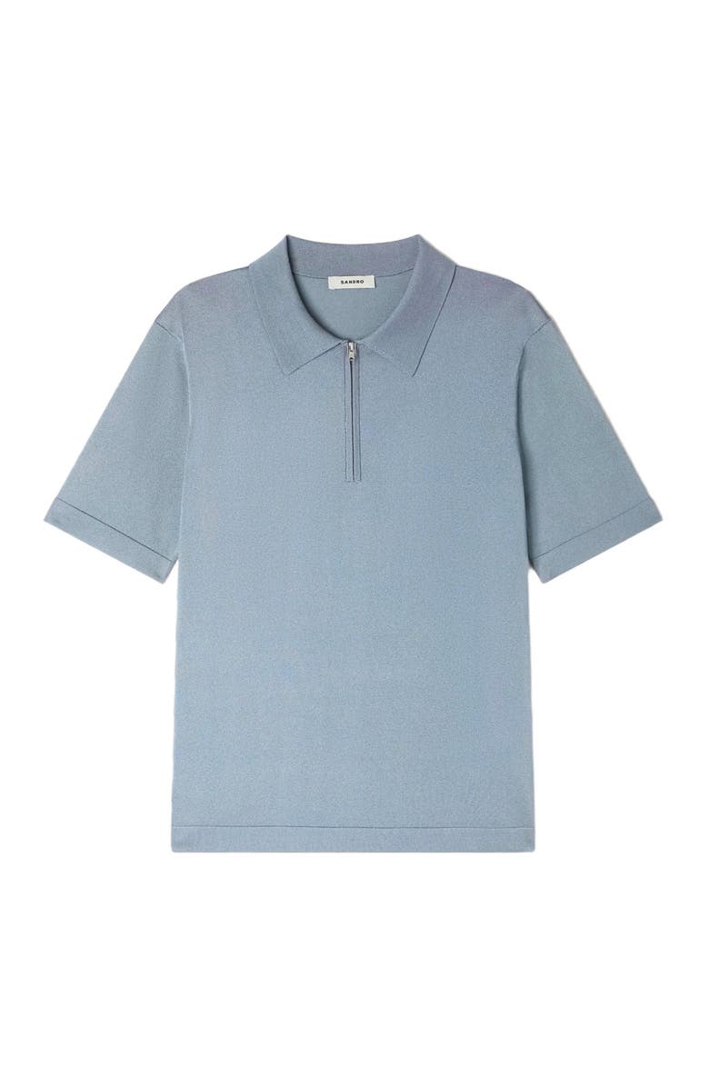 SANDRO Knitted polo with zip collar, Alternate, color, Grey / Blu