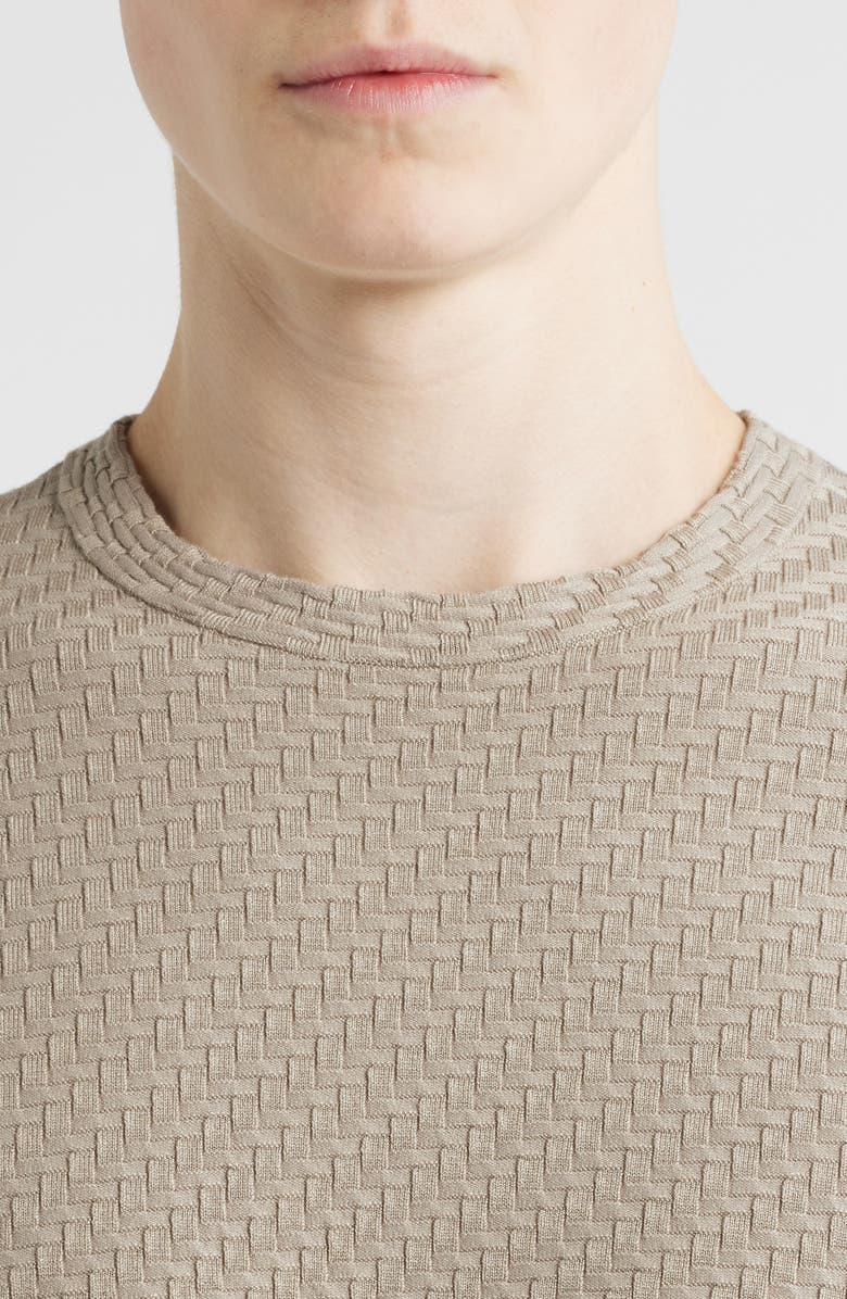 Emporio Armani Short Sleeve Basket Stitch Sweater, Alternate, color, Solid Dark Beige
