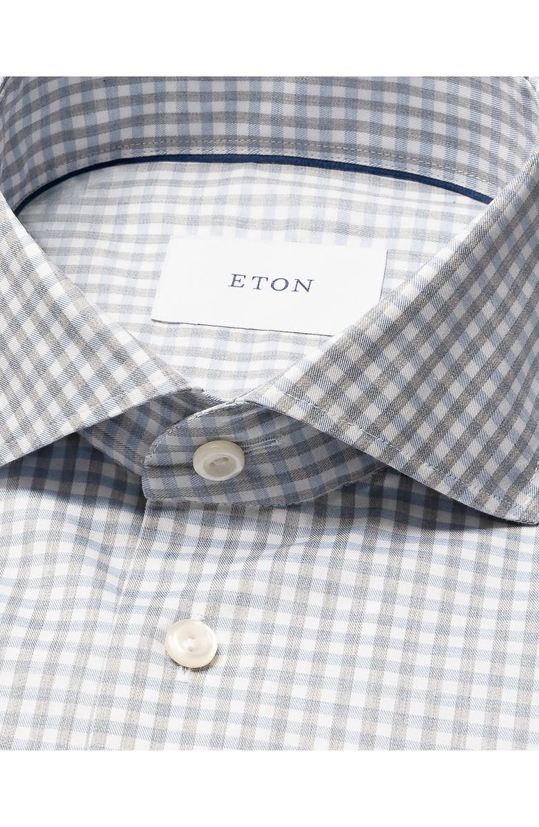 Eton Contemporary Fit Mélange Check Dress Shirt, Alternate, color, Medium Blue