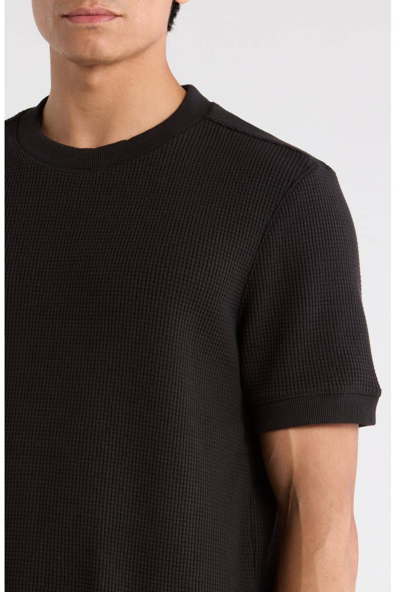 Heavyweight Waffle Knit Crew T-Shirt, Alternate, color, OBSIDIAN