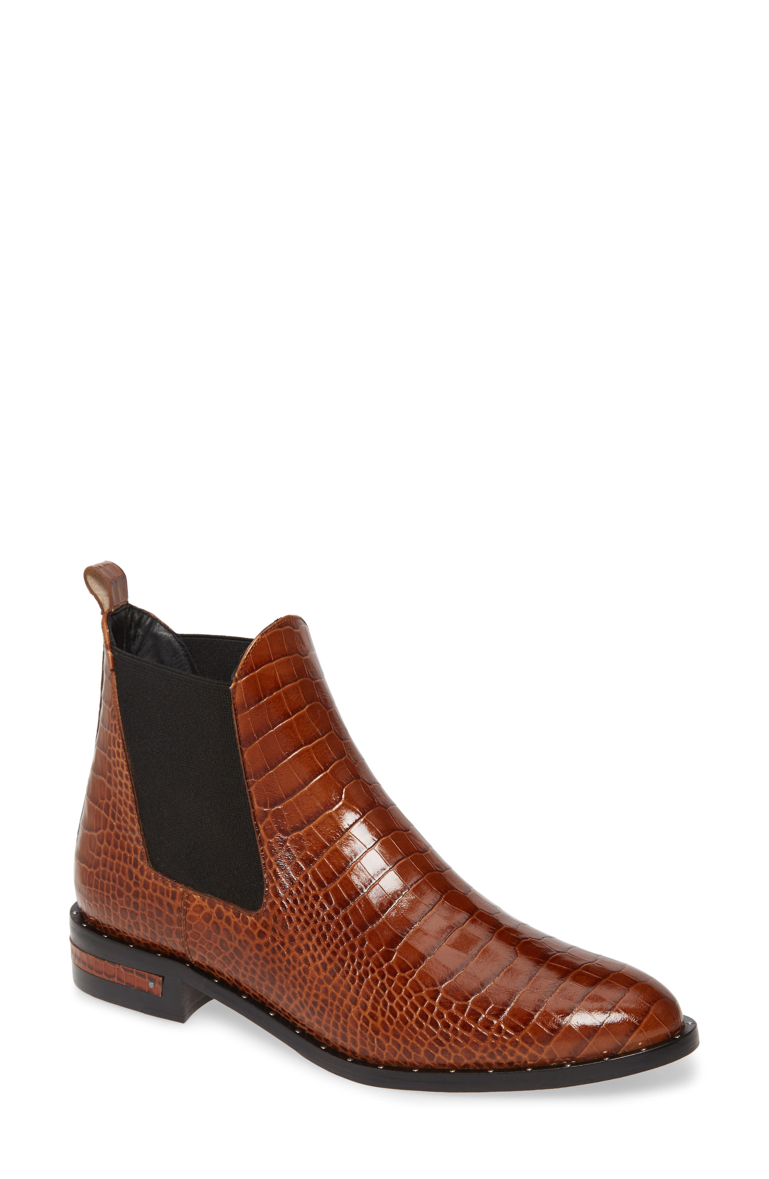Sleek Chelsea Boot, Main, color, TOFFEE EMBOSSED CROC
