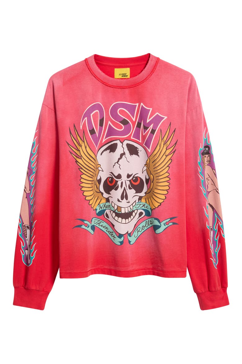 Thunder Graphic Long Sleeve T-Shirt, Alternate, color, RED