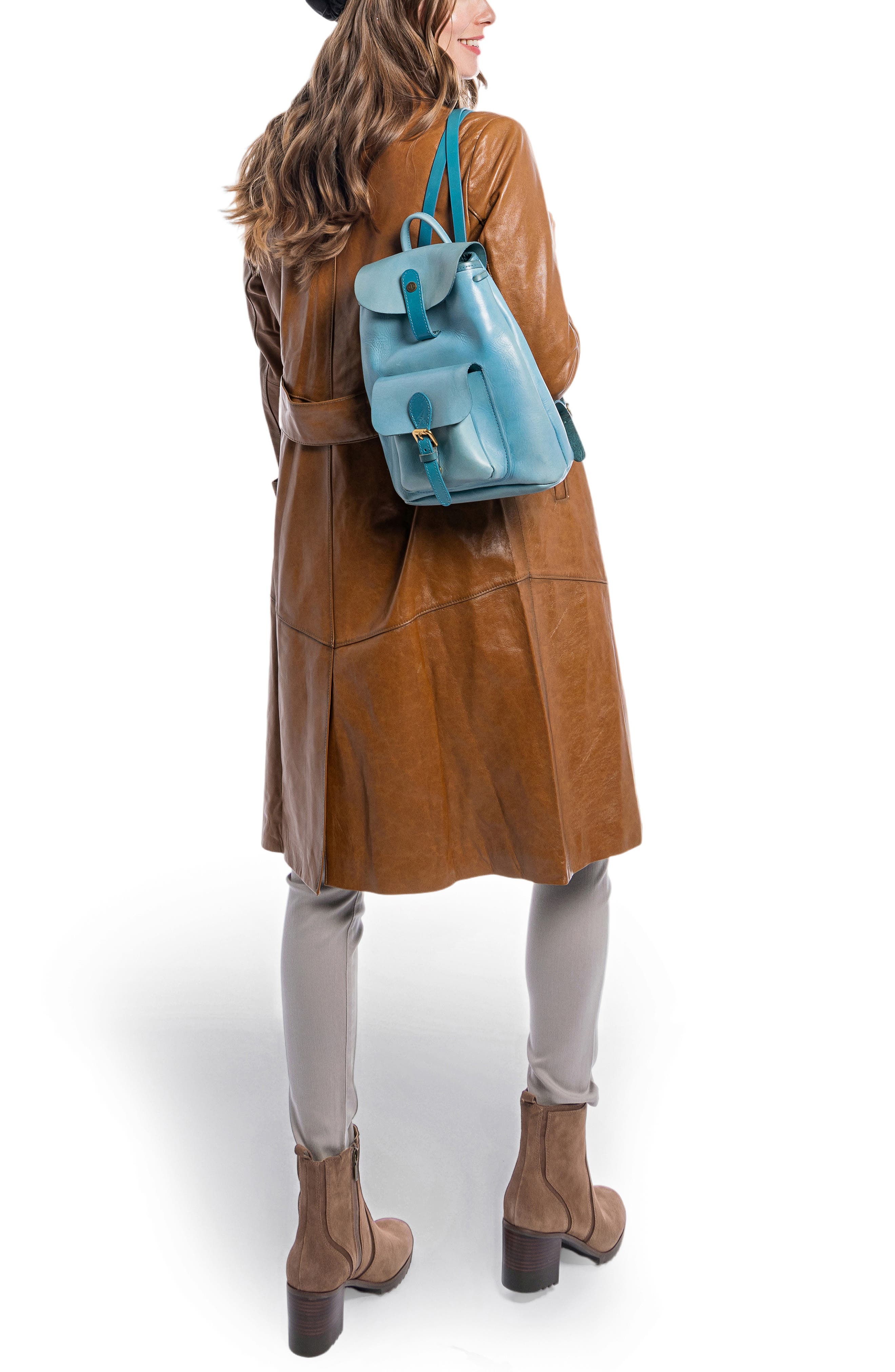 Isla Small Leather Backpack, Alternate, color, TURQUOISE