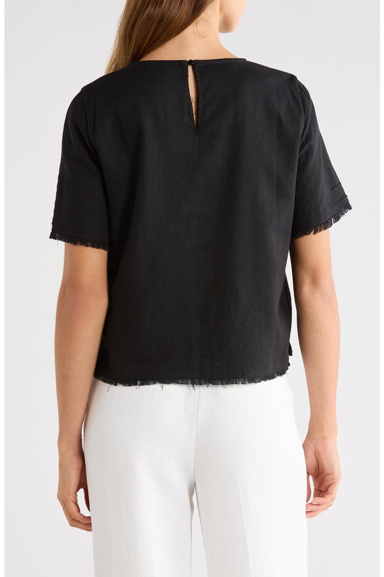 Floral Embroidered Short Sleeve Top, Alternate, color, RICH BLACK