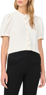Halogen® Puff Sleeve Button-Up Top